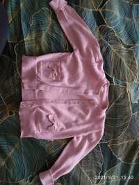 Sweterek różowy z różową błyszcząca nitką rozmiar 9/12 miesięcy
