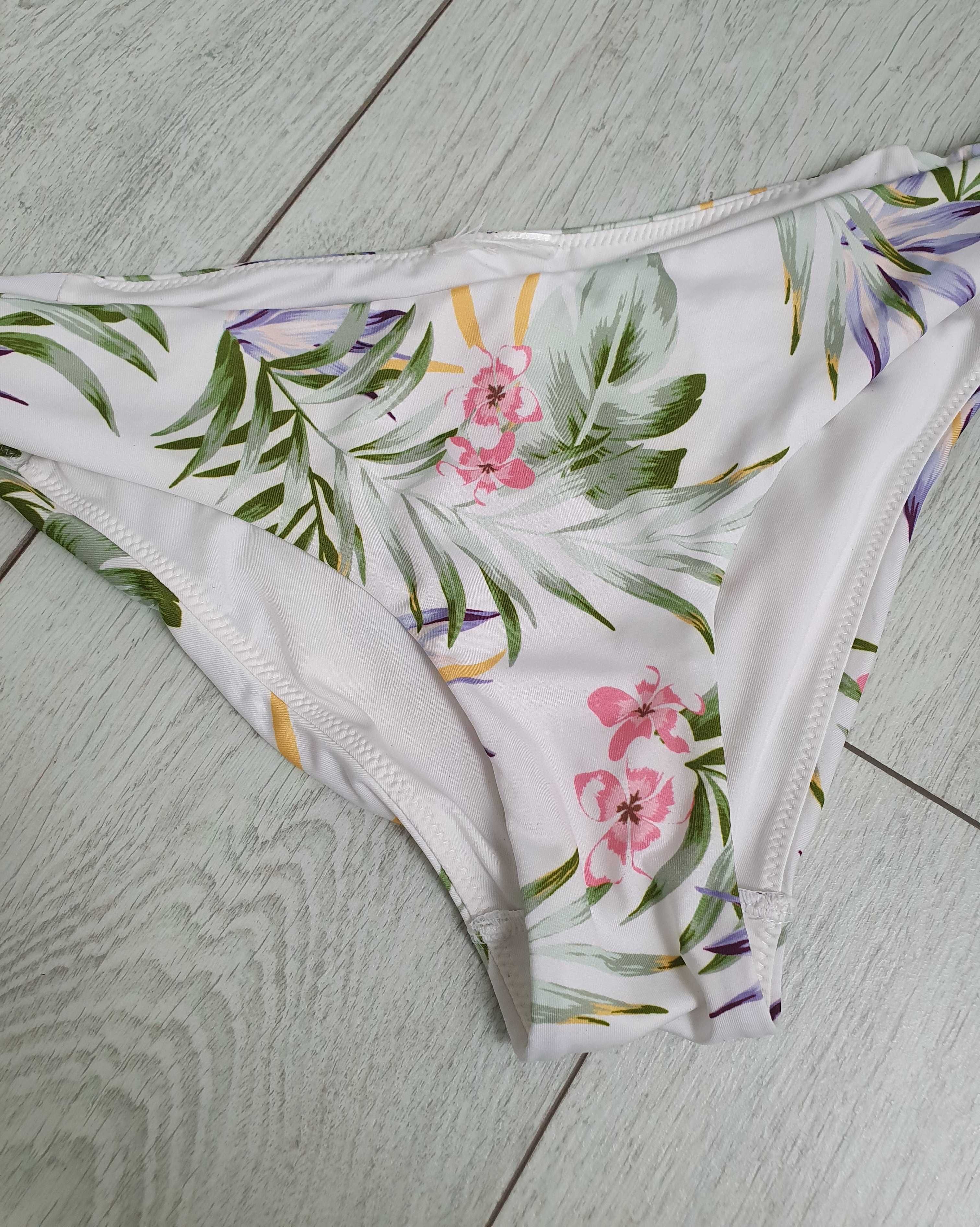 H&M dół od kostiumu stroju kąpielowego biały w kwiaty bikini 36 S