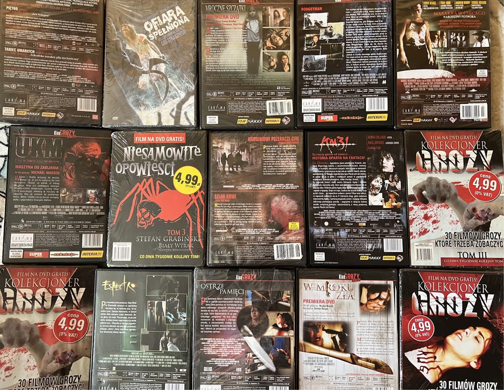 22 x Kino Grozy Komplet płyty DVD Horror Folia Zombie