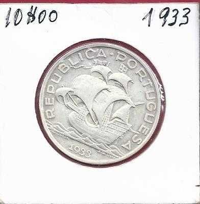 Moeda  Republica  10$00 Escudos  Prata  1933