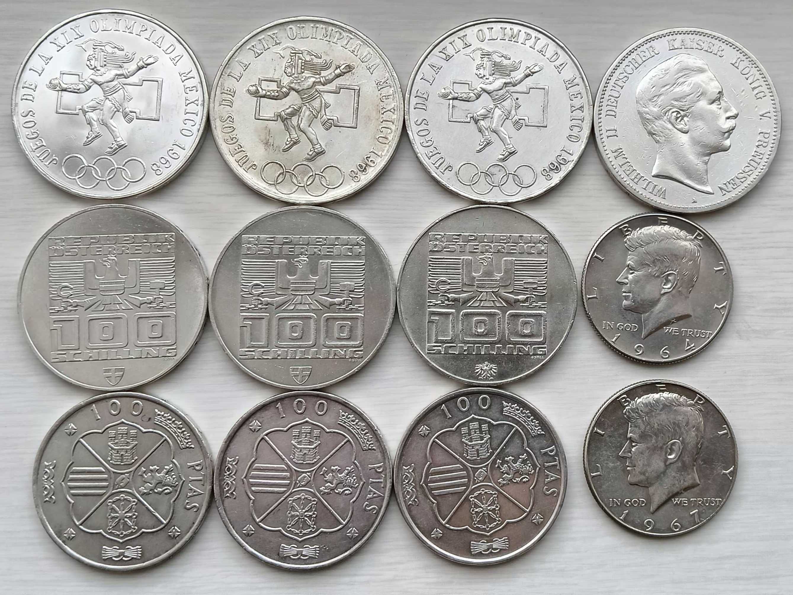 Продам серебреные монеты Австрии, Испании, Мексики, США