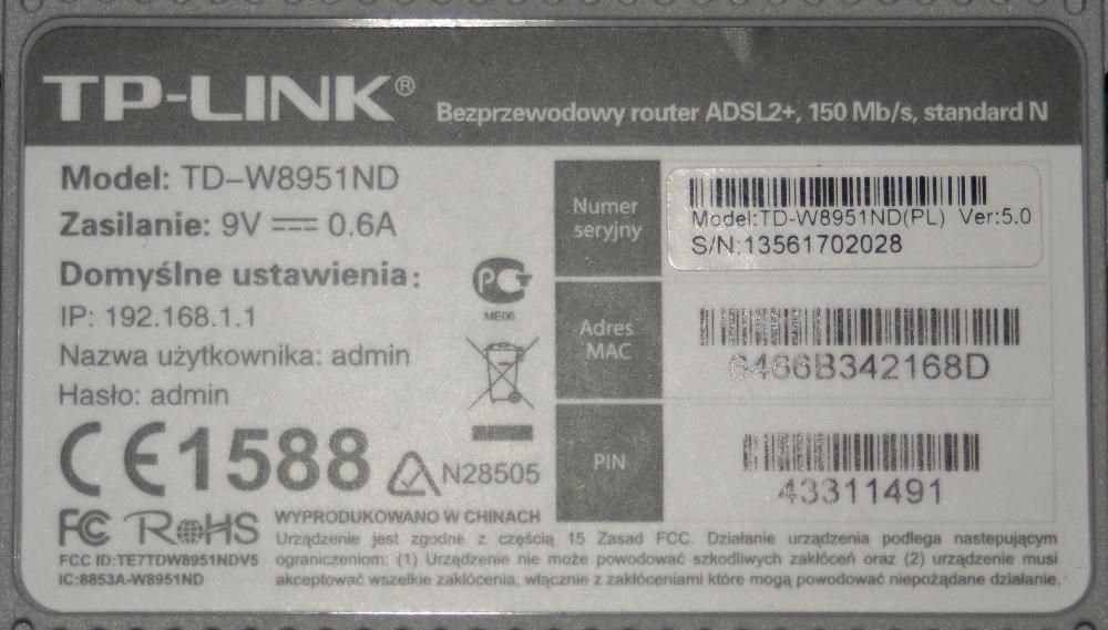 Router TP-LINK model TD-W8951ND