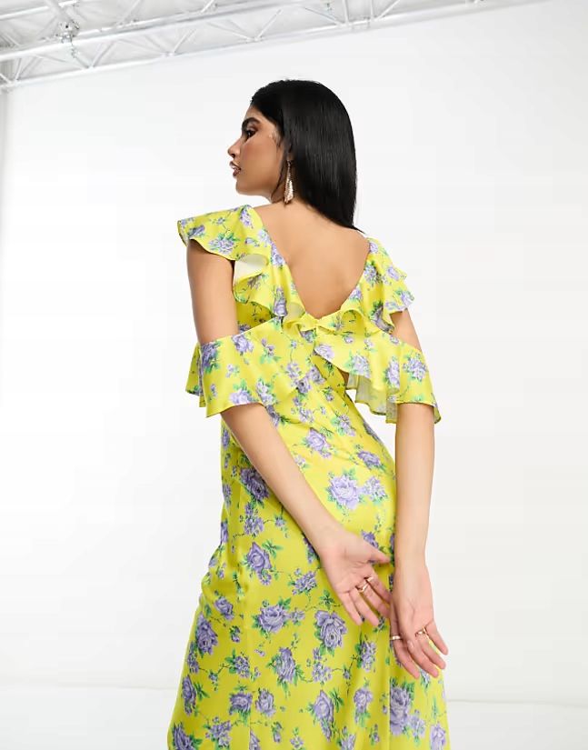 Asos Design 44 Xxl Sukienka Żółta W Kwaty J26611