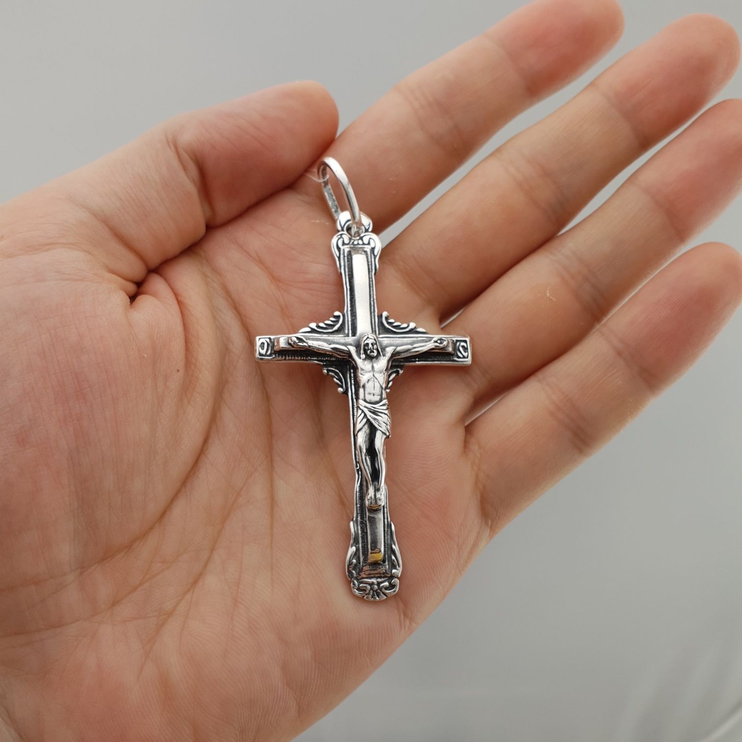 Крупный серебряный крестик. Великий чоловічий срібний хрест 12 грам
