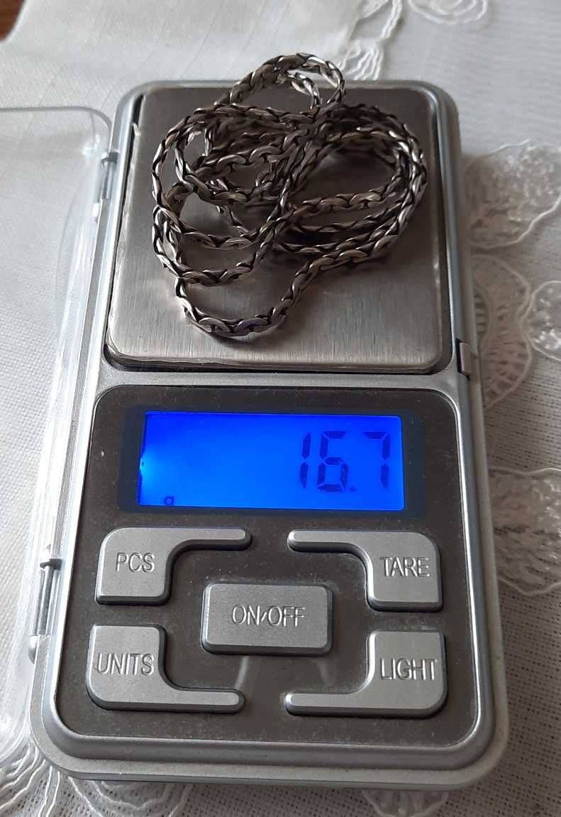 Warmet 16,7 Gr gruby szeroki solidny srebrny łańcuszek naszyjnik 61 cm