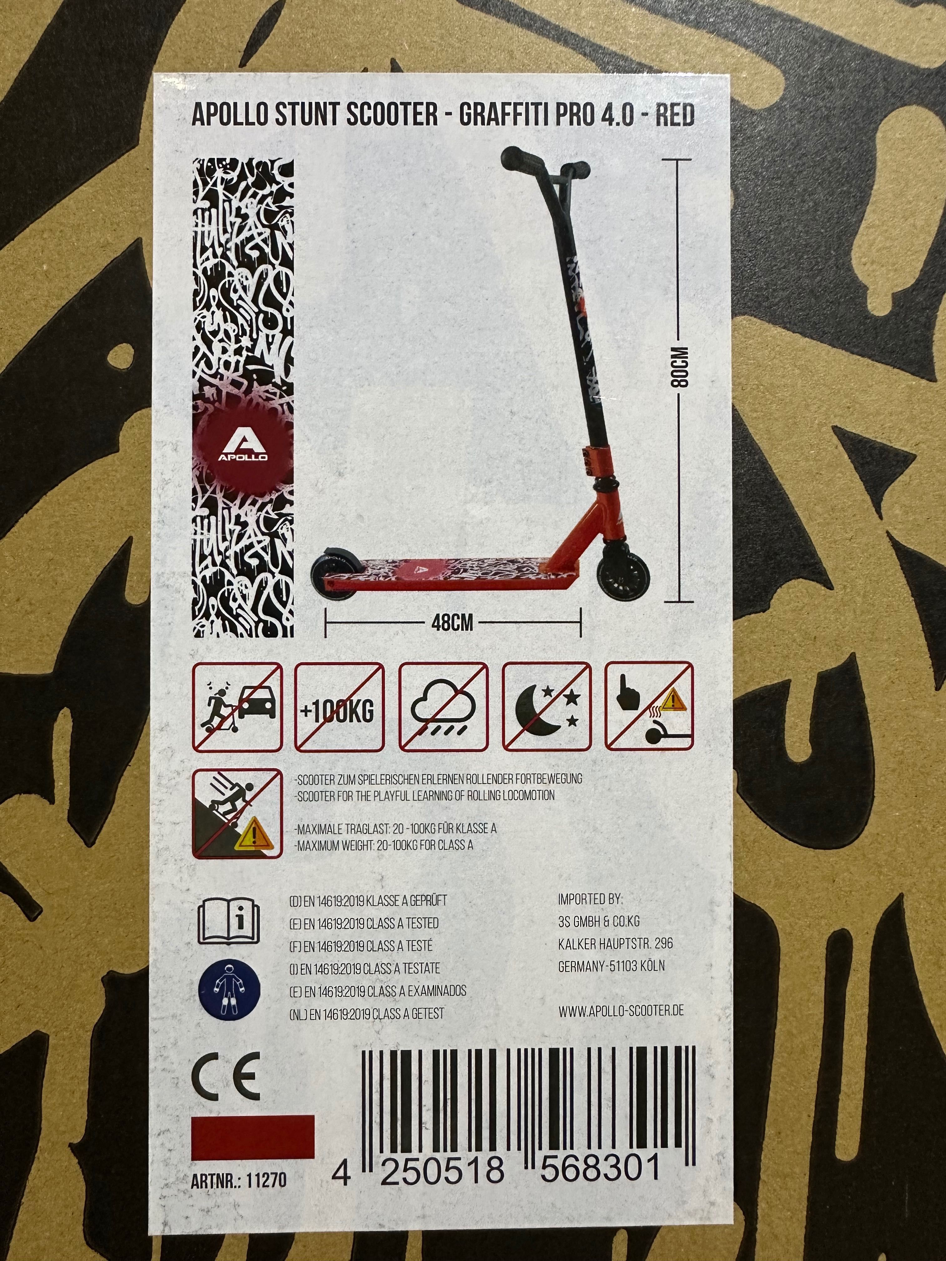 Самокат трюковий Apollo Stunt Scooter - Graffiti Pro 4.0 - Red