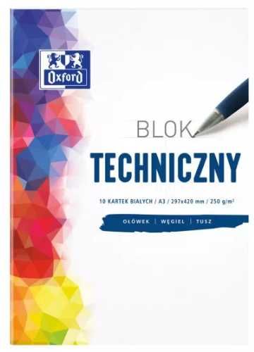 Blok techniczny A3/10K 250G biały (10szt) OXFORD