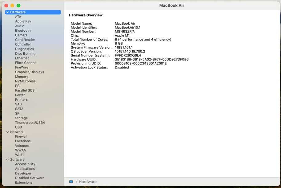 Macbook Air M1 2020 A2337 8GB 256GB
