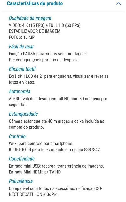 Câmera de ação G EYE 900