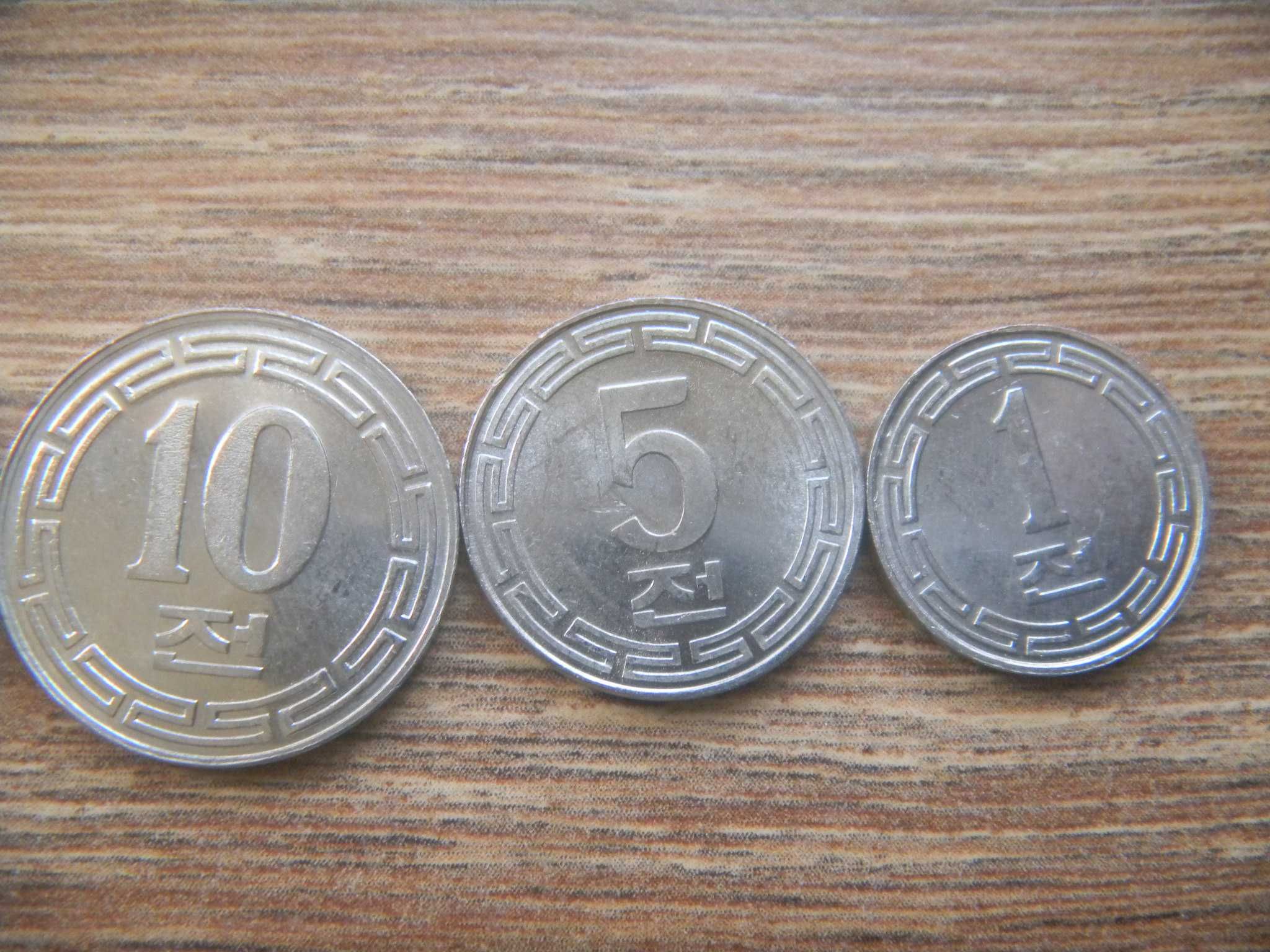 Северная Корея 1 5 10 50 чон 1 вон 1959 - 1987 aUNC набор 5 монет