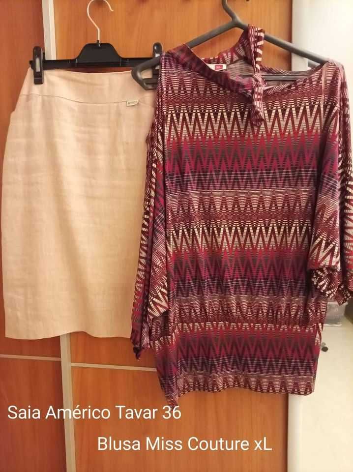 Conjunto Saia Américo Tavar 36 e blusa XL - 6€