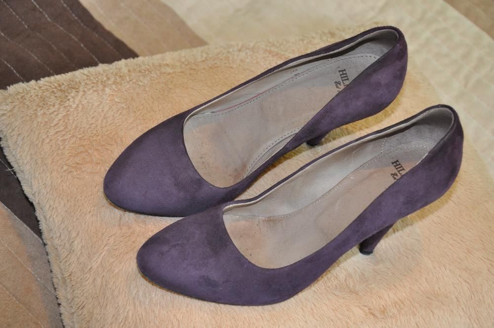 Fioletowe Czółenka/szpilki Tommy Hilfiger skóra zamsz