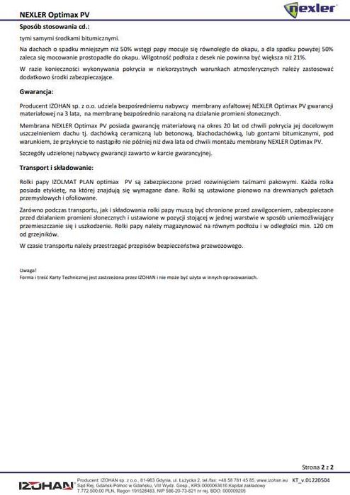 Membrana papowa NEXLER Optimax PV