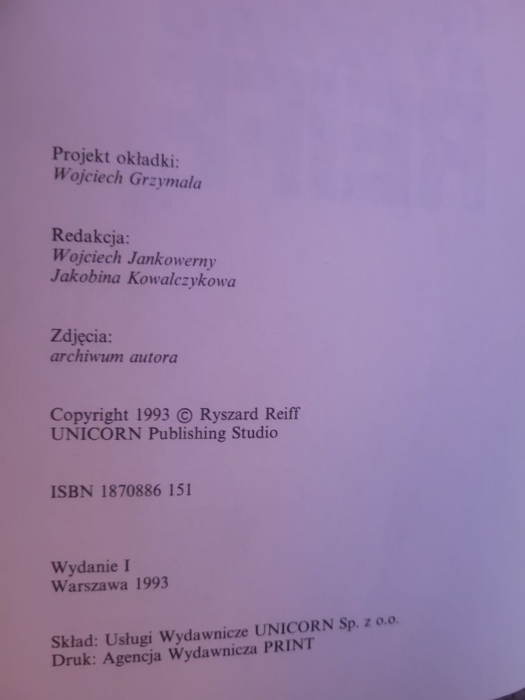 Ryszard Reiff Gra o życie.Wielkie ucieczki 1993 Unicorn