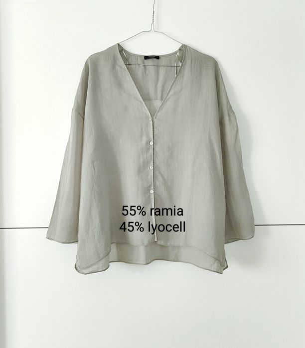 Koszula Massimo dutti 34 XS zielona szałwiowa z ramii oversize