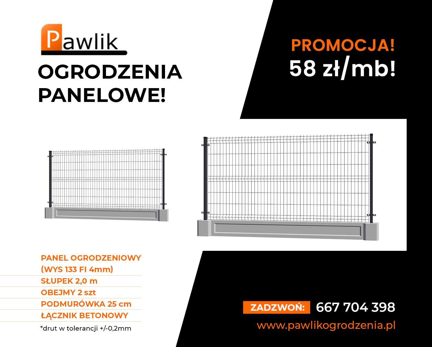 ogrodzenie z paneli 133cm fi 4mm z podmurówką