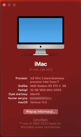 Komputer / Hackintosh - i7 4790 - 32GB - RX570