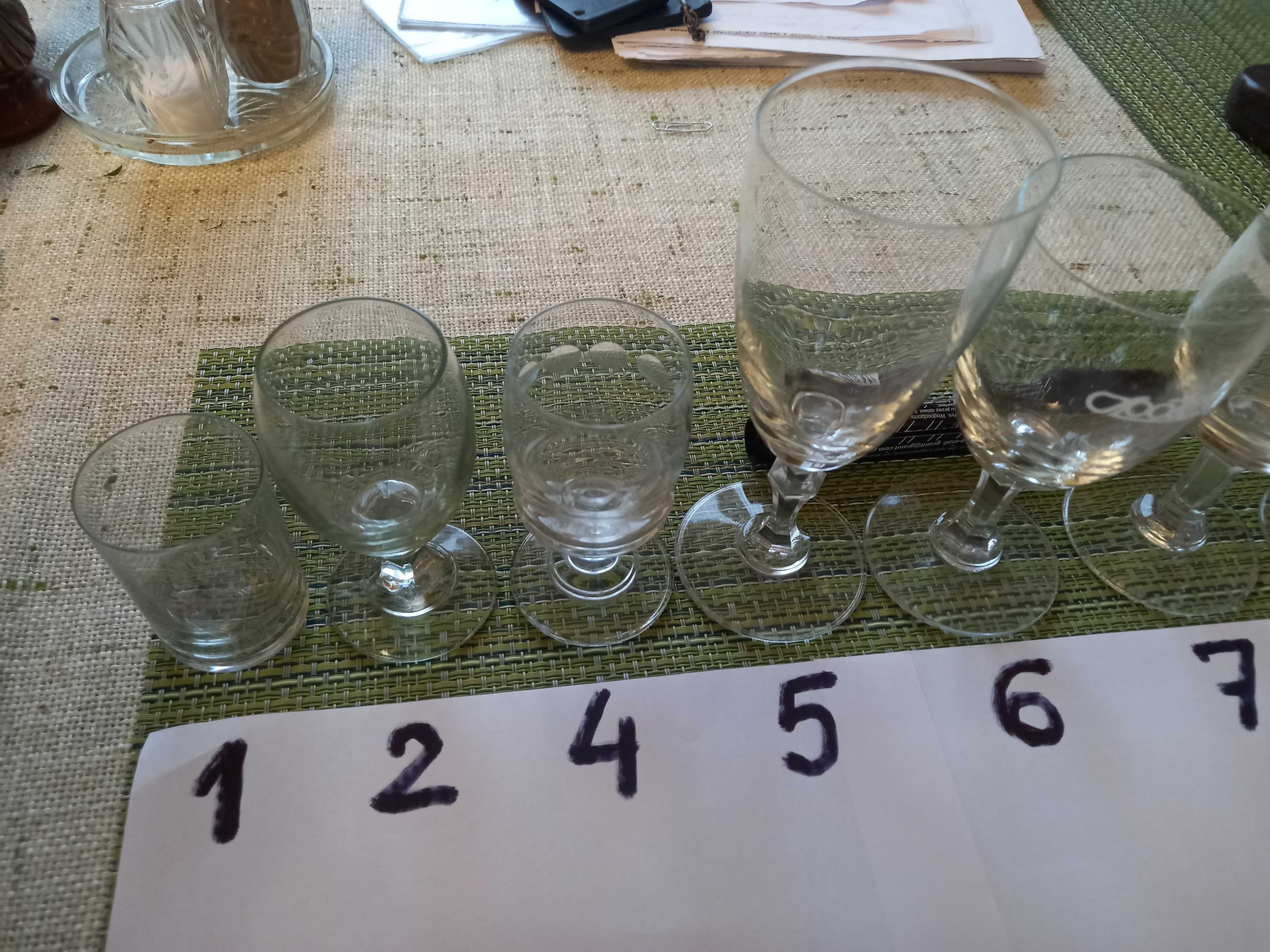 Kieliszki nowe rozne PRL Społem wodka wino szampan koniak i alpaga.