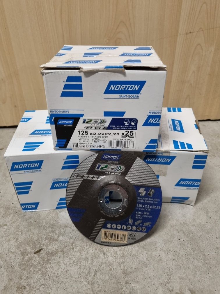 1 zł / sztuka ! Tarcze do cięcia stali metalu NORTON 125x 2,2 x 22,23