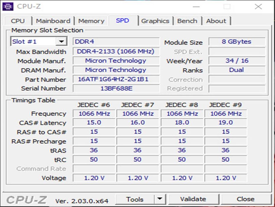 DDR4 8GB Micron 2133P