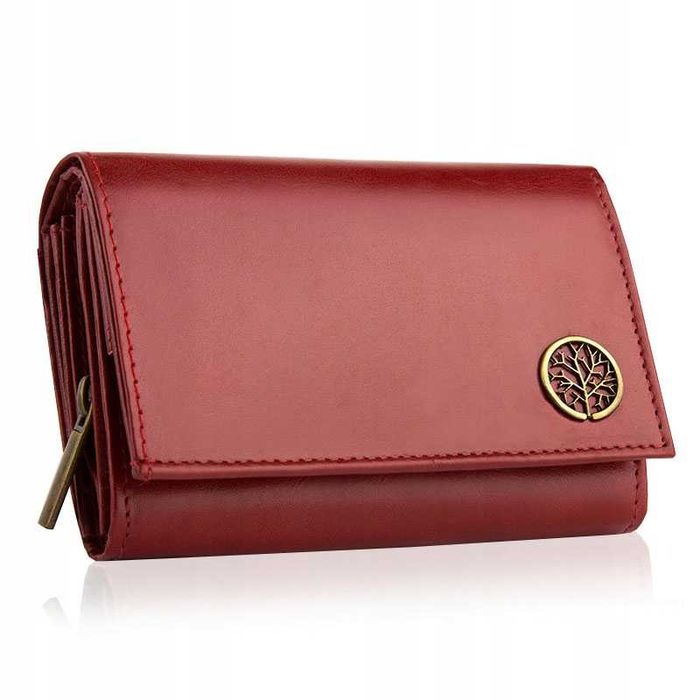 Portfel Damski Skórzany BETLEWSKI Skóra Naturalna Czerwony Na Prezent