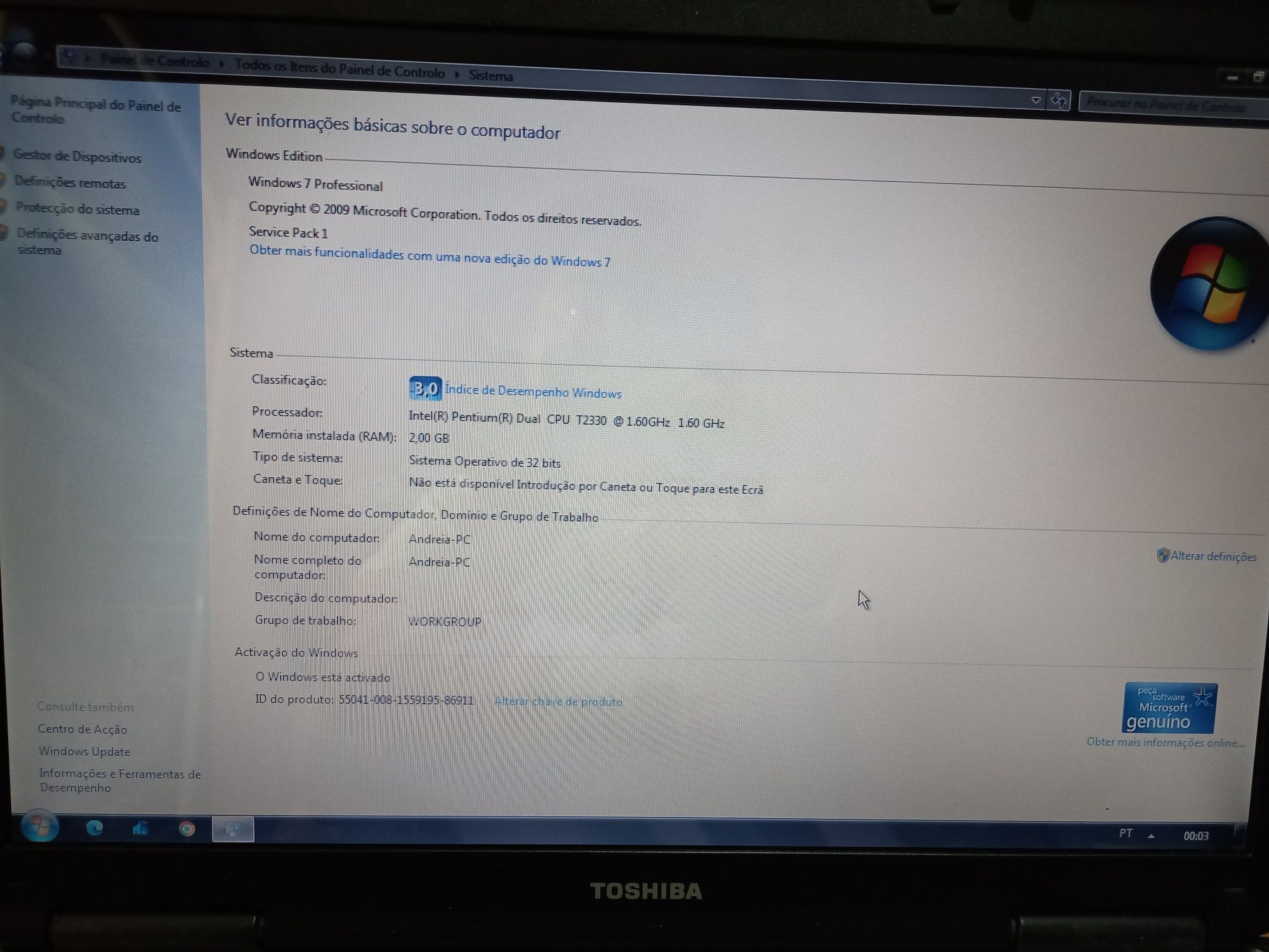 Computador portátil impecável