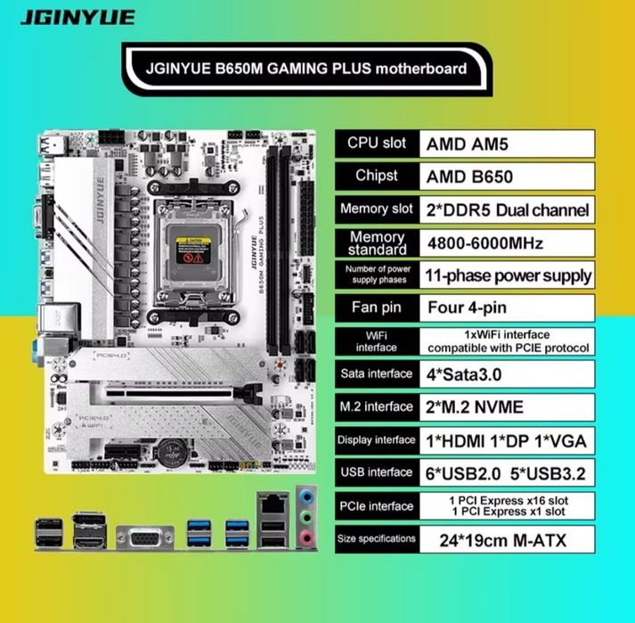 JGINYUE B650M Gaming Plus+Ryzen 5 7500F+2*16 DDR5