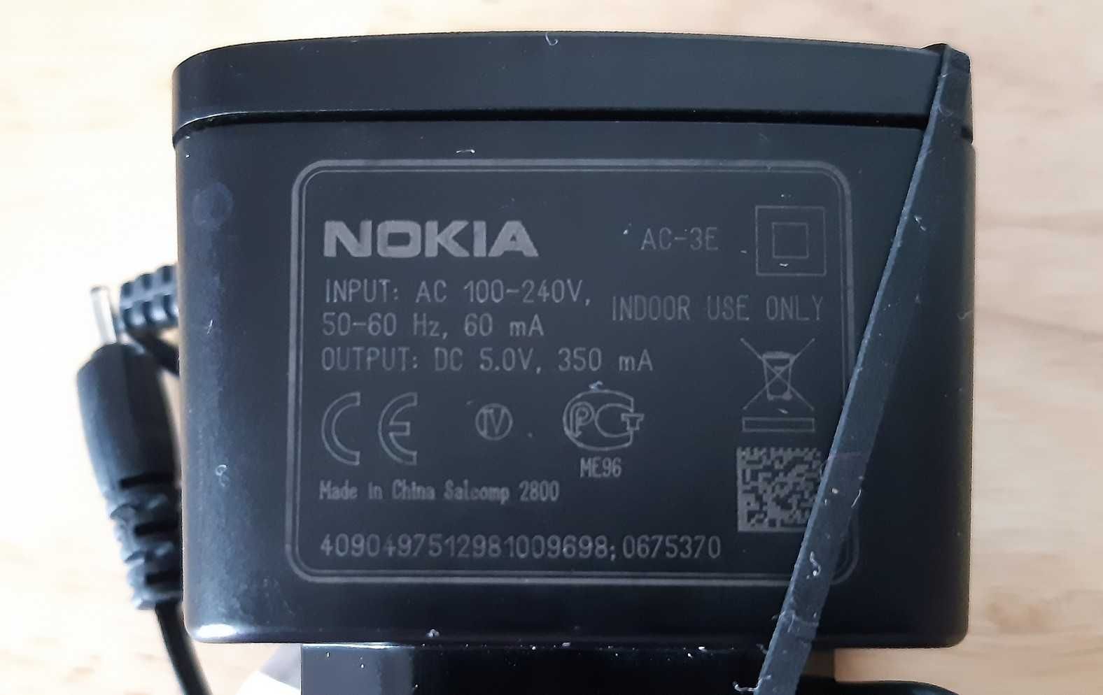 Nowa NOKIA AC-3E Oryginalna Ładowarka Sieciowa 5V 350mA Cienki Wtyk
