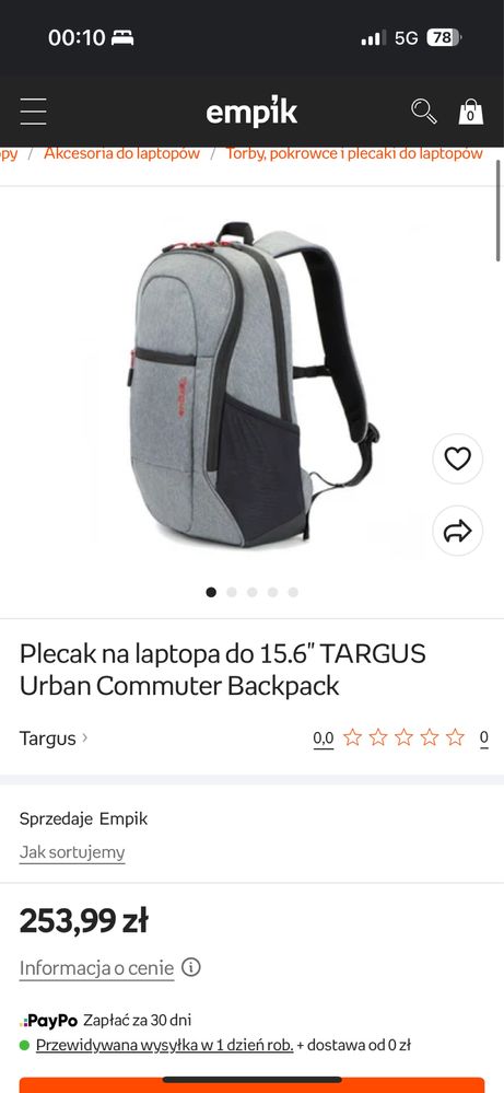 Plecak na laptopa Targus Urban Commuter 15,6 szary