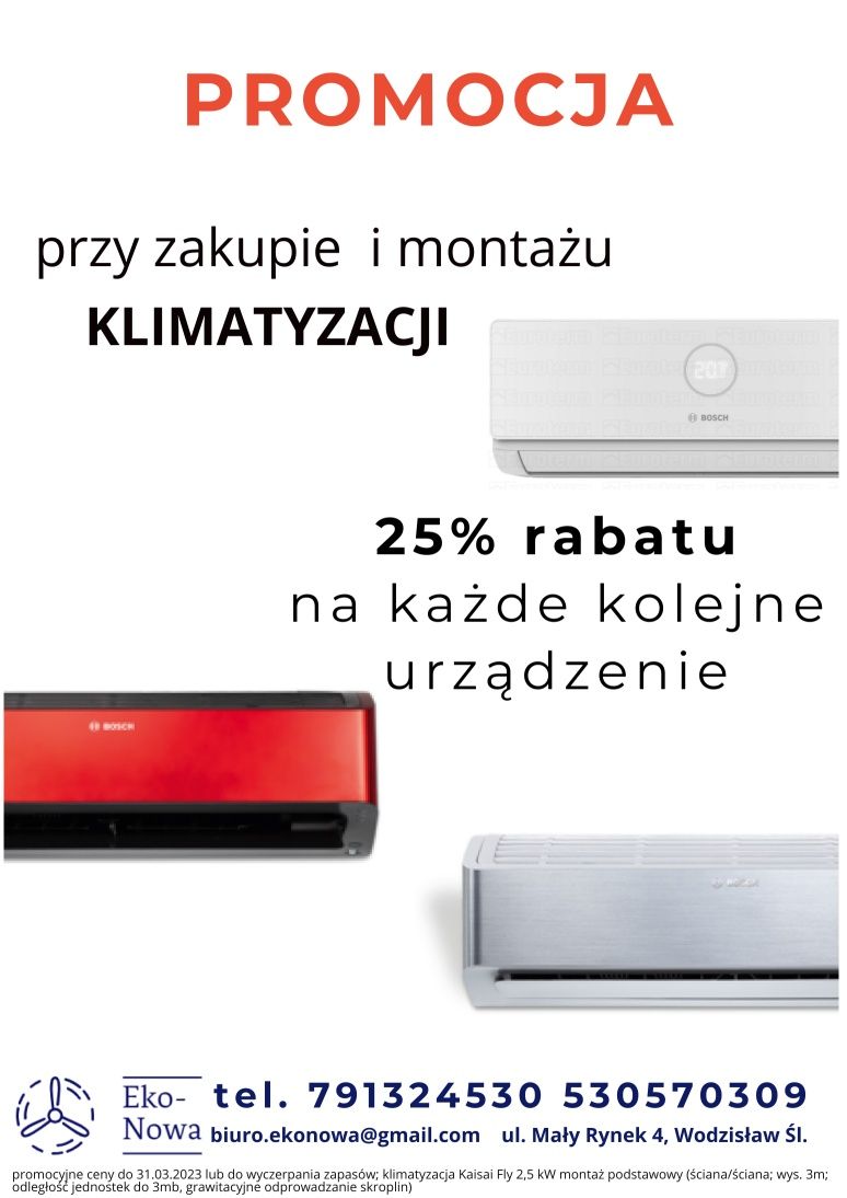 Klimatyzacja rabat 25% *na drugie i każde następne urządzenie.