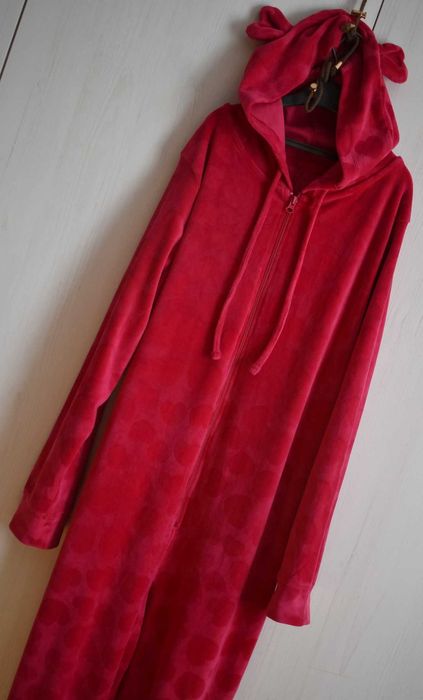 Piżama welurowa 38 M kigurumi onesie pajac ciepła pluszowa z kapturem