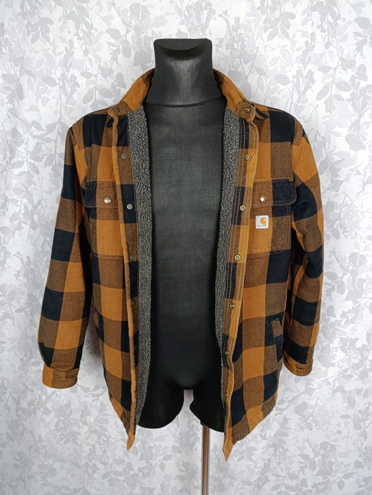 Kurtka Koszulowa Carhartt M Czarno Pomarańczowa Krata