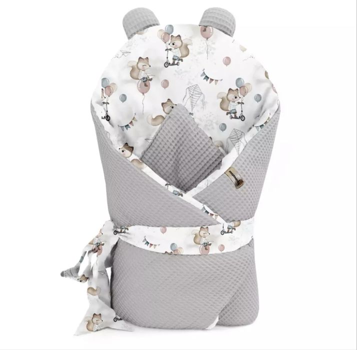 Rożek Niemowlęcy Becik Dwustronny Otulacz 100% Bawełna Wafel Liski