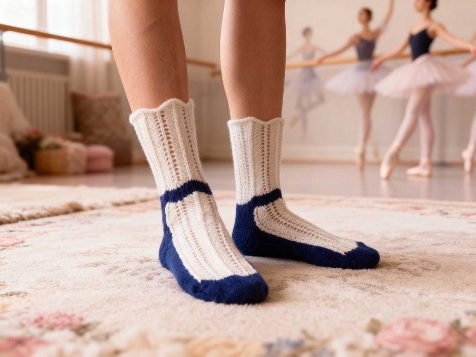 Шкарпетки жіночі Ballerines, білий з синім, вовна, меринос
