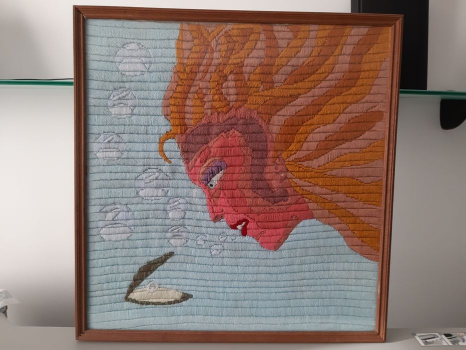 Quadro bordado em lã