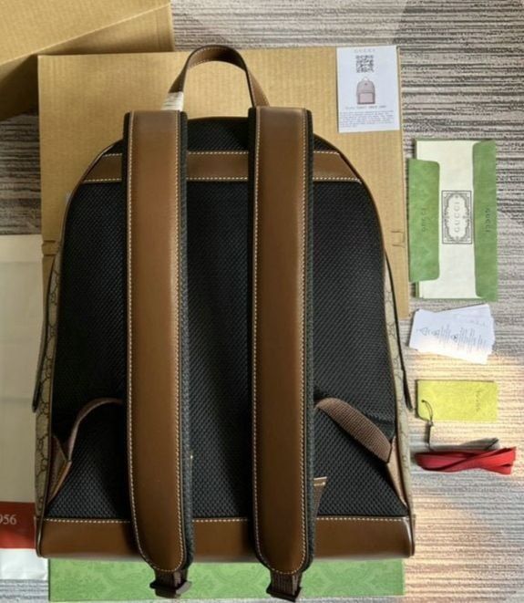 Люксовий рюкзак, ручна кладь, рюкзак Gucci размер 39*31 см, шкіра+канв