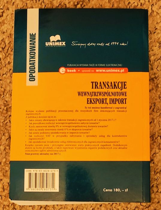 "Transakcje wewnątrzwspólnotowe, export, import" 2017