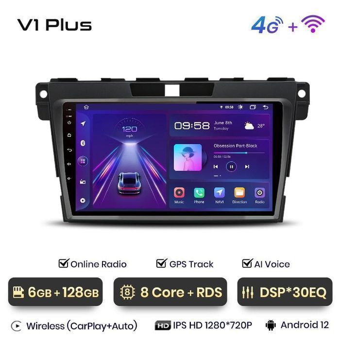 Radio nawigacja Mazda CX-7 2008 - 2015 Android Carplay CX7 6GB 128GB