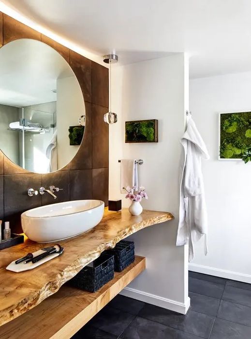 Producent blat umywalkowy półka łazienkowy drewna live edge dąb lity