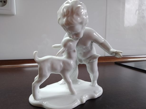 Figurka porcelanowa chłopiec z kozą Wallendorf PRL porcelana