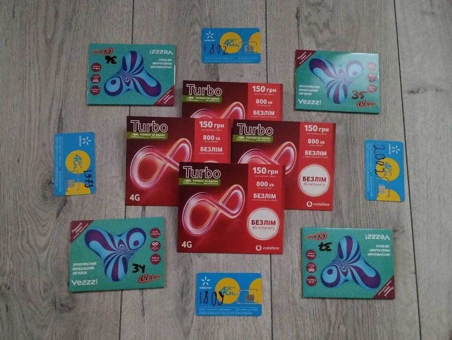 Сим карты Vodafone, Yezzz, Kyivstar. Стартовые пакеты, симки