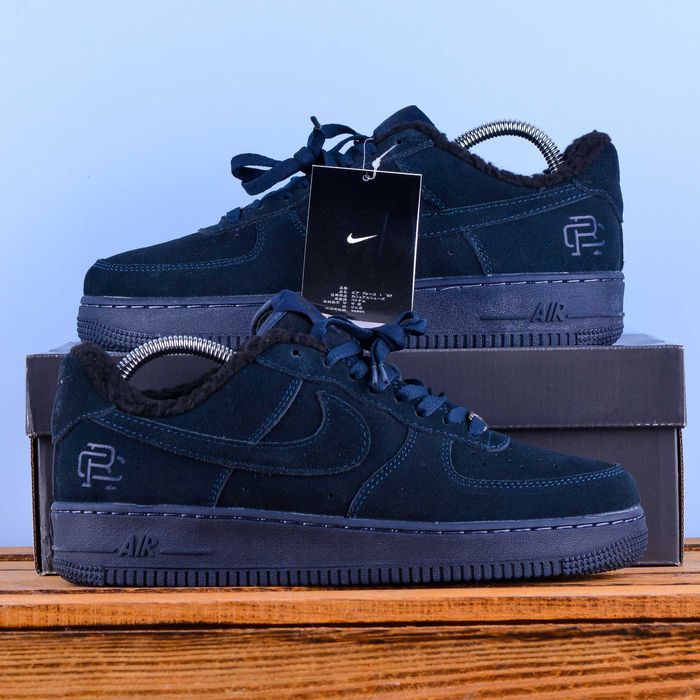 (2103) Зимові Кросівки Nike Air Force темно-сині на хутрі (41-46) найк