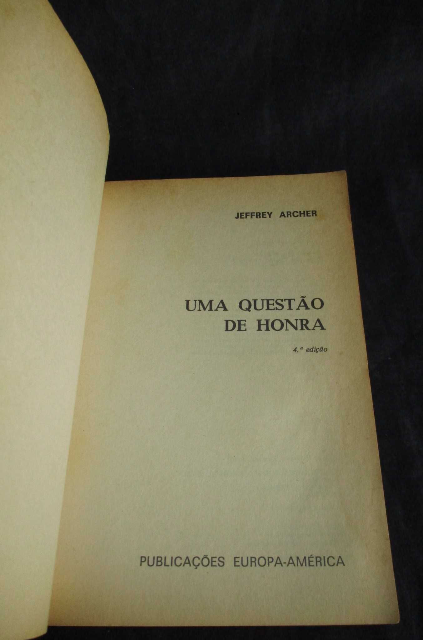 Livro Uma Questão de Honra Jeffrey Archer