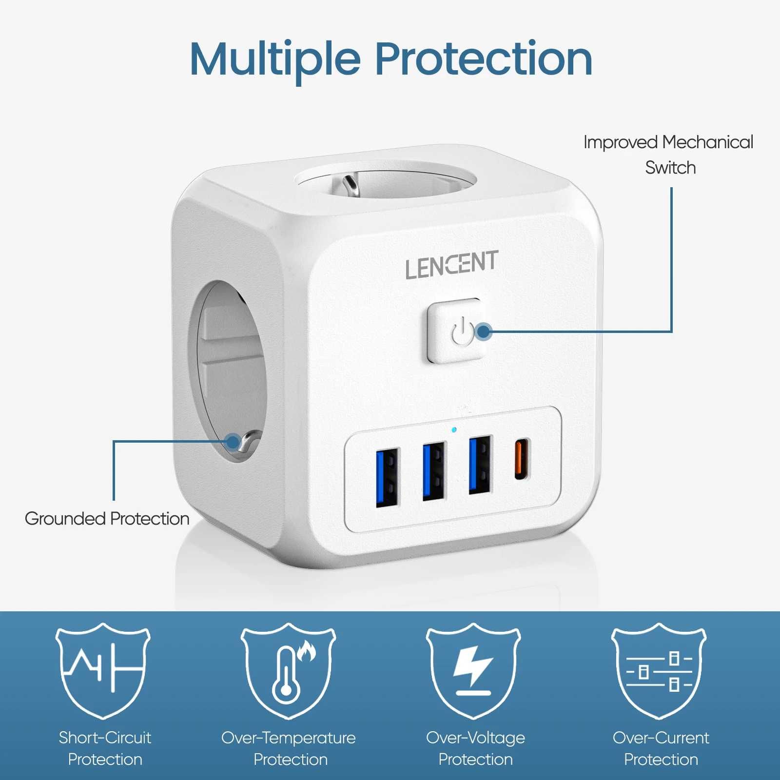 Розетка LENCENT 7-in-1 EU Plug