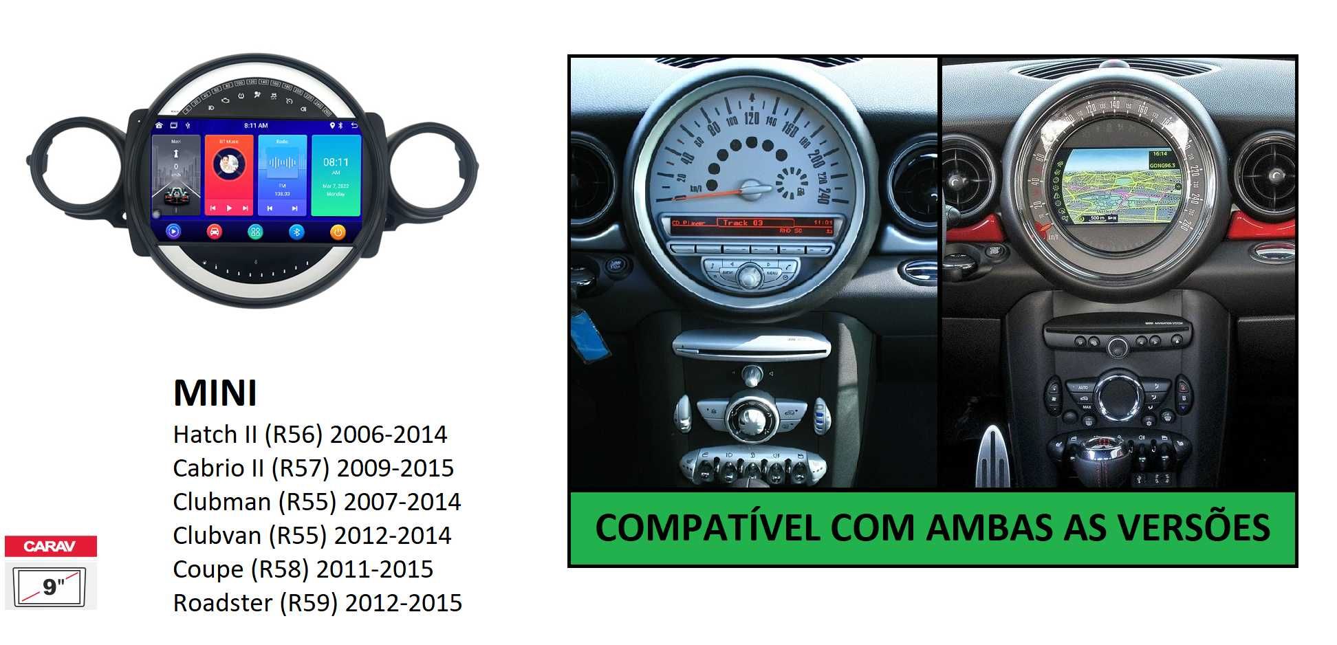 (NOVO) Rádio 2DIN 9" • MINI Cooper • (2006 a 2015) • Android [4+32GB]