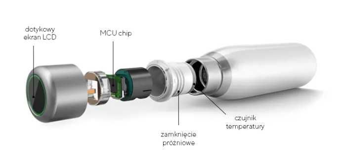 PURO Smart Bottle – Butelka termiczna 500ml INOX z smart nakrętka LED