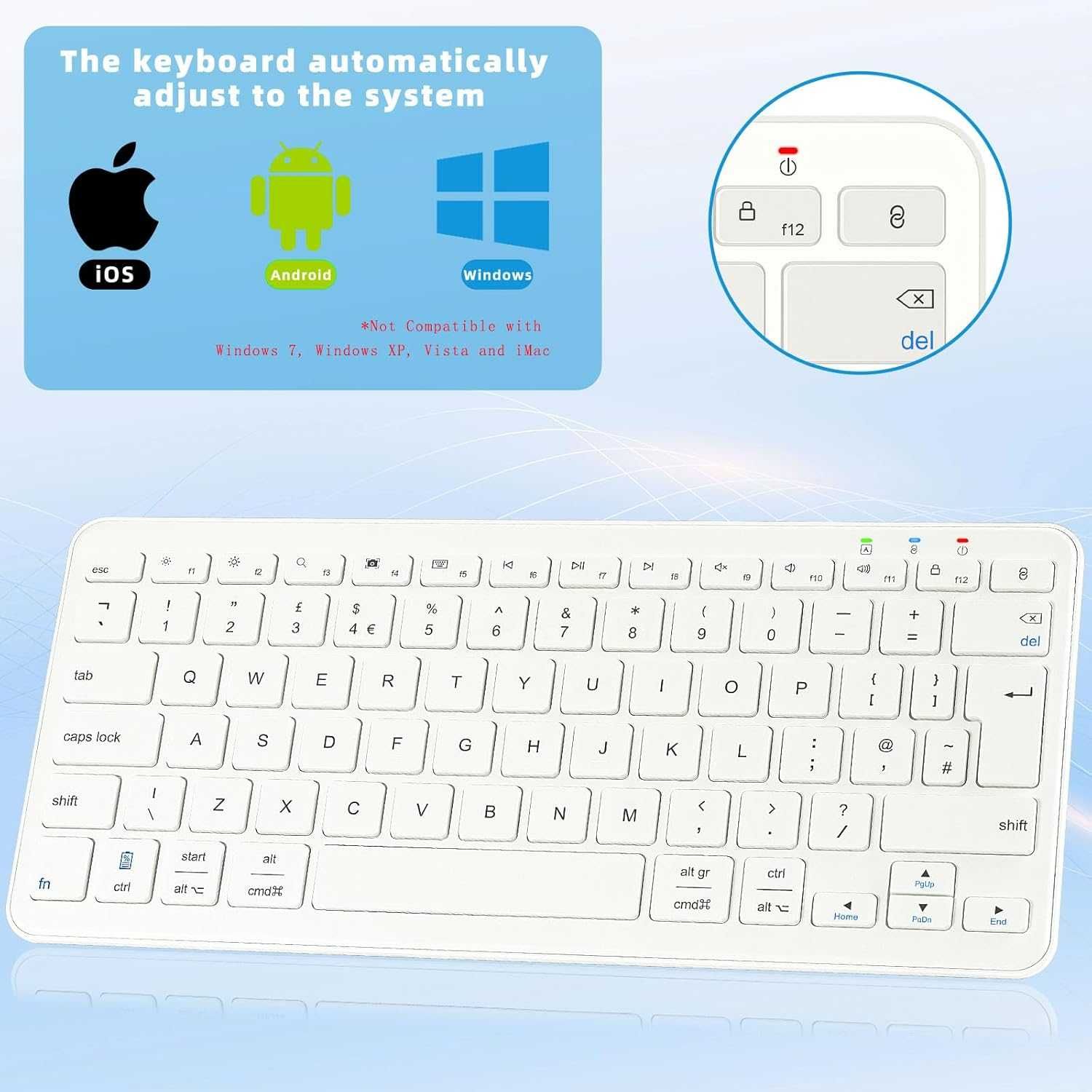 Qulose QUJPEU0001 Bezprzewodowa klawiatura Bluetooth biała AZERTY