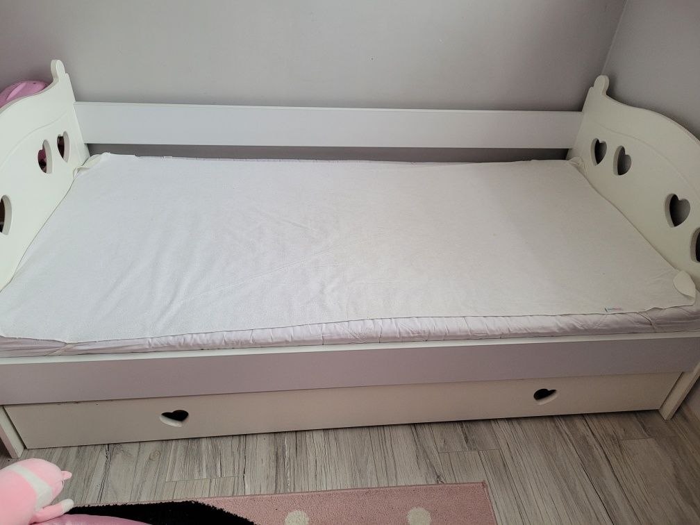 Łóżko dziecięce białe z szufladą 160x80