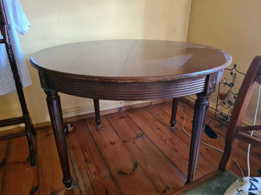 stół okrągły, rozkładany, lite drewno, salon