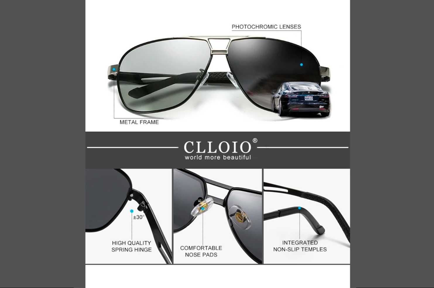 Cонцезахисні окуляри CLLOIO фотохромні поляризовані